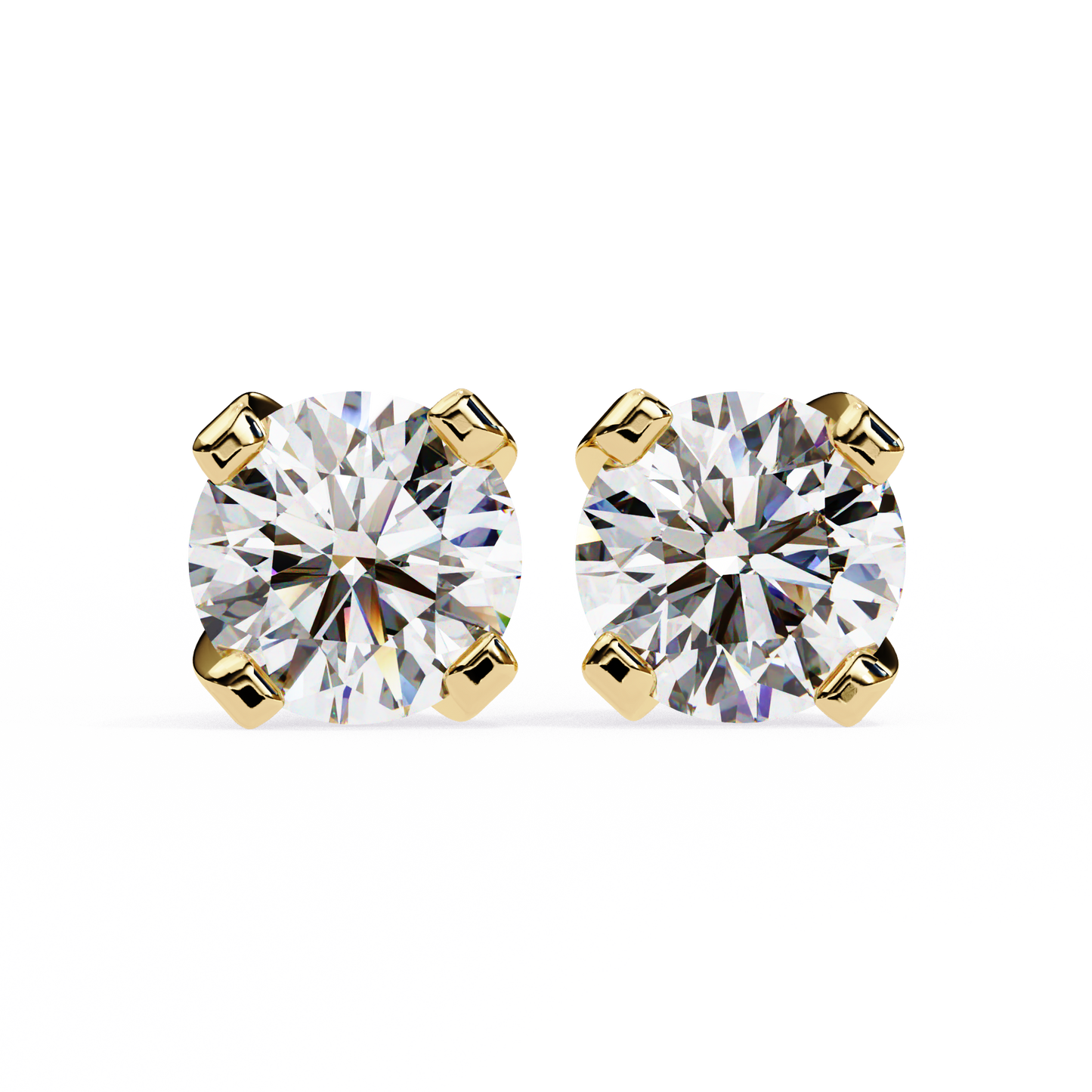 18K Yellow Gold Lab Grown Diamond Solitaire Stud Earrings 2.50 ctw DAE-135