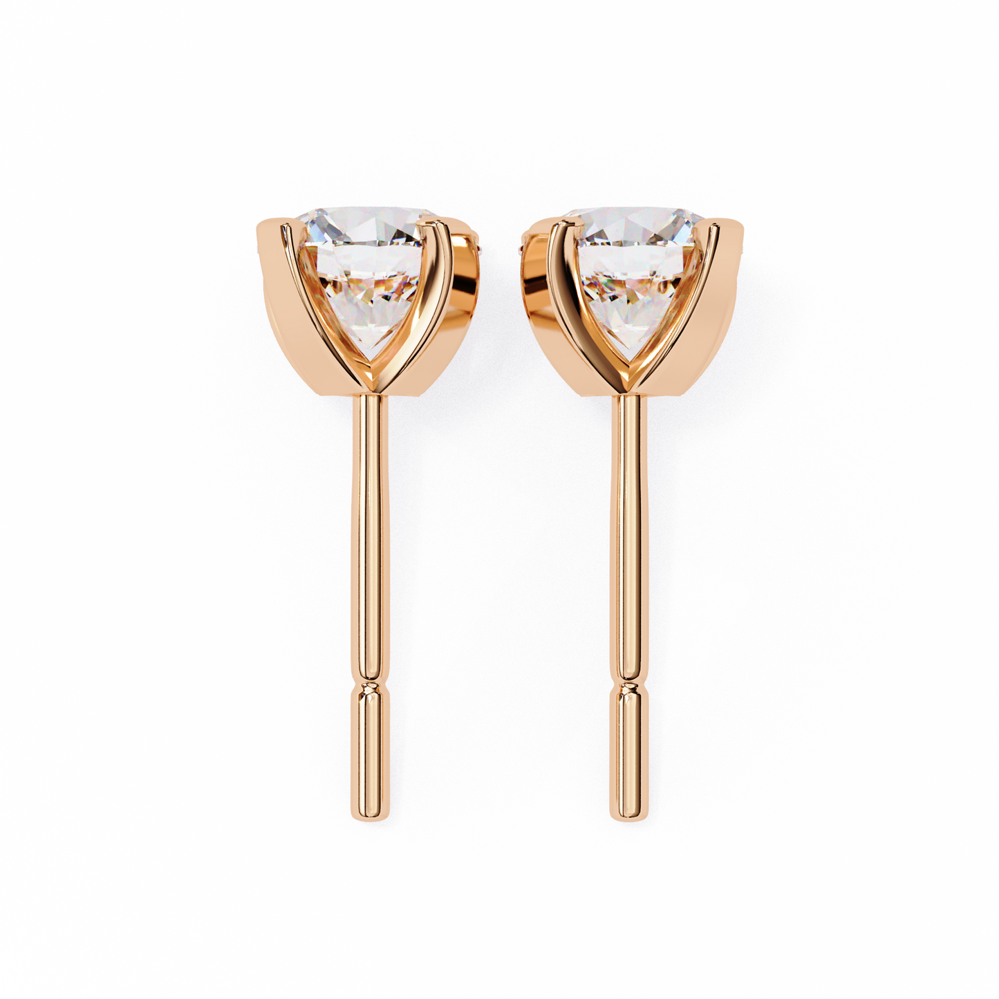 10K Rose Gold Lab Grown Diamond Solitaire Stud Earrings 2.50 ctw DAE-135