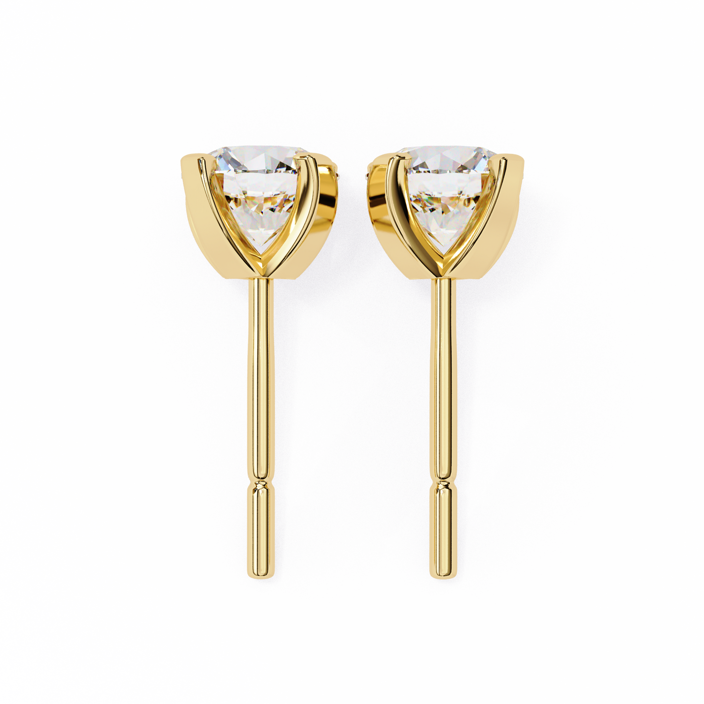 18K Yellow Gold Lab Grown Diamond Solitaire Stud Earrings 2.50 ctw DAE-135