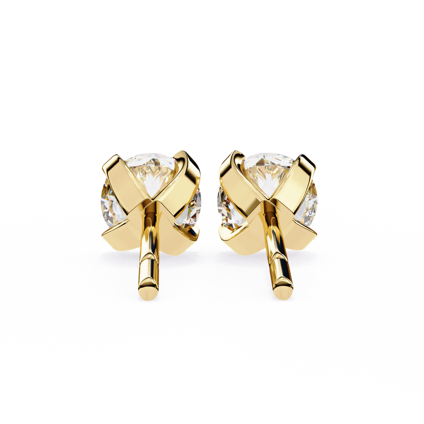18K Yellow Gold Lab Grown Diamond Solitaire Stud Earrings 2.50 ctw DAE-135