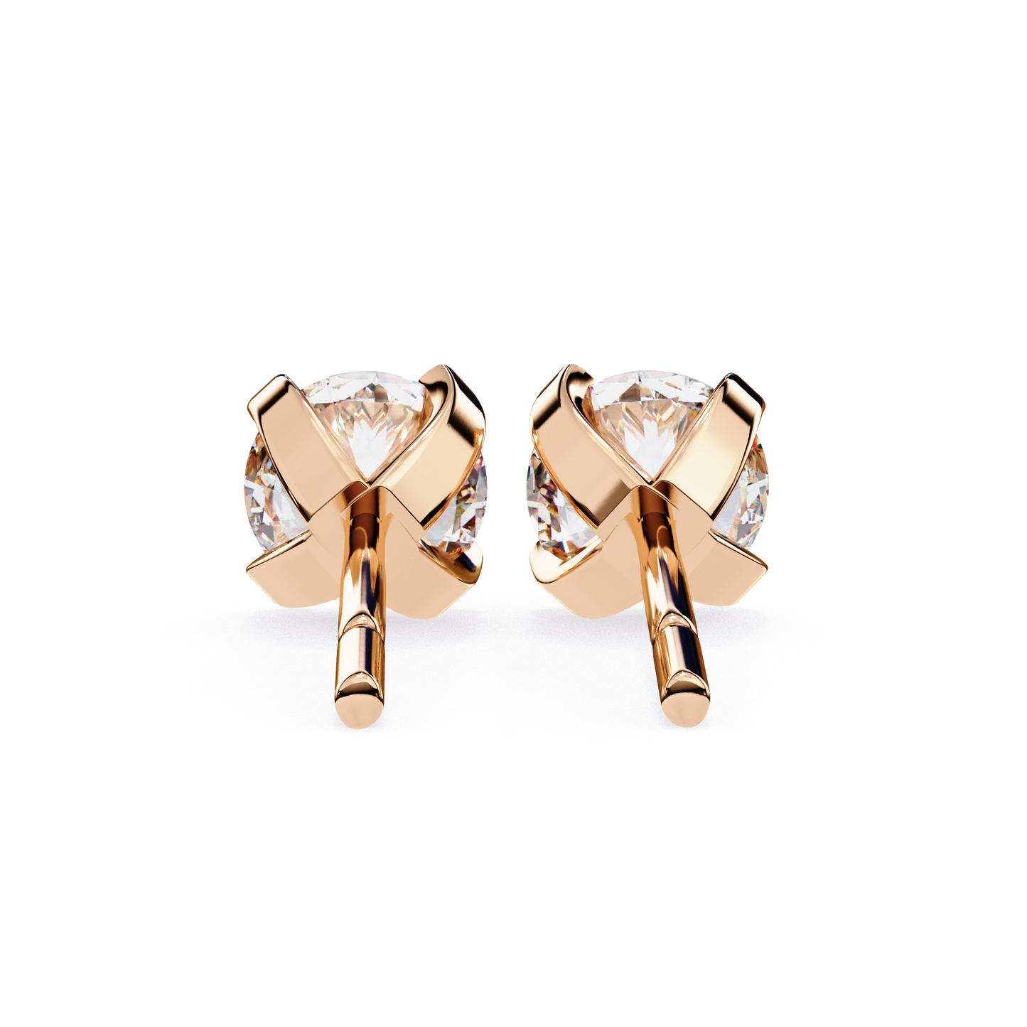 10K Rose Gold Lab Grown Diamond Solitaire Stud Earrings 2.50 ctw DAE-135