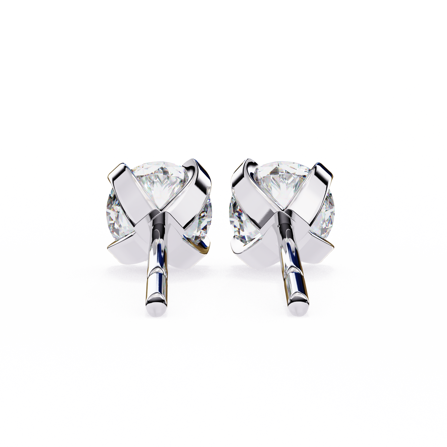 18K White Gold Lab Grown Diamond Solitaire Stud Earrings 2.50 ctw DAE-135