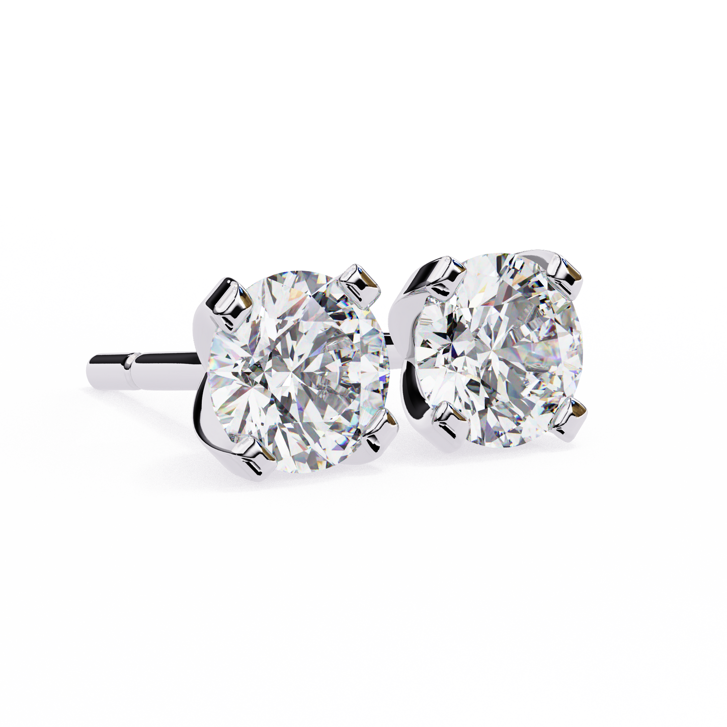 18K White Gold Lab Grown Diamond Solitaire Stud Earrings 2.50 ctw DAE-135