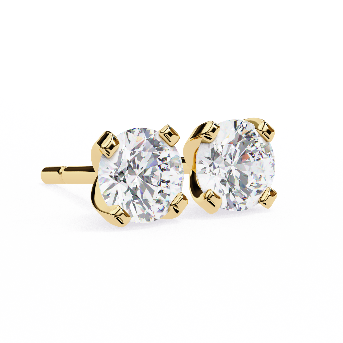 18K Yellow Gold Lab Grown Diamond Solitaire Stud Earrings 2.50 ctw DAE-135
