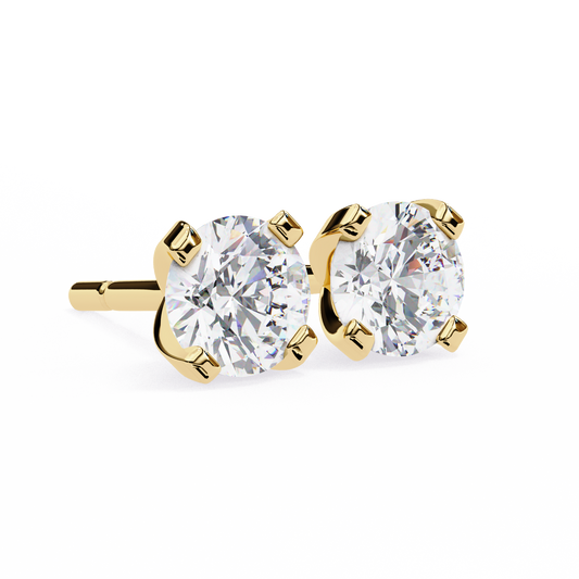 18K Yellow Gold Lab Grown Diamond Solitaire Stud Earrings 2.50 ctw DAE-135
