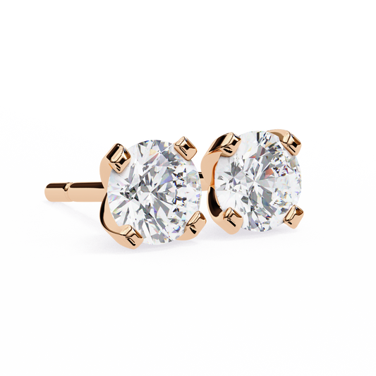 10K Rose Gold Lab Grown Diamond Solitaire Stud Earrings 2.50 ctw DAE-135