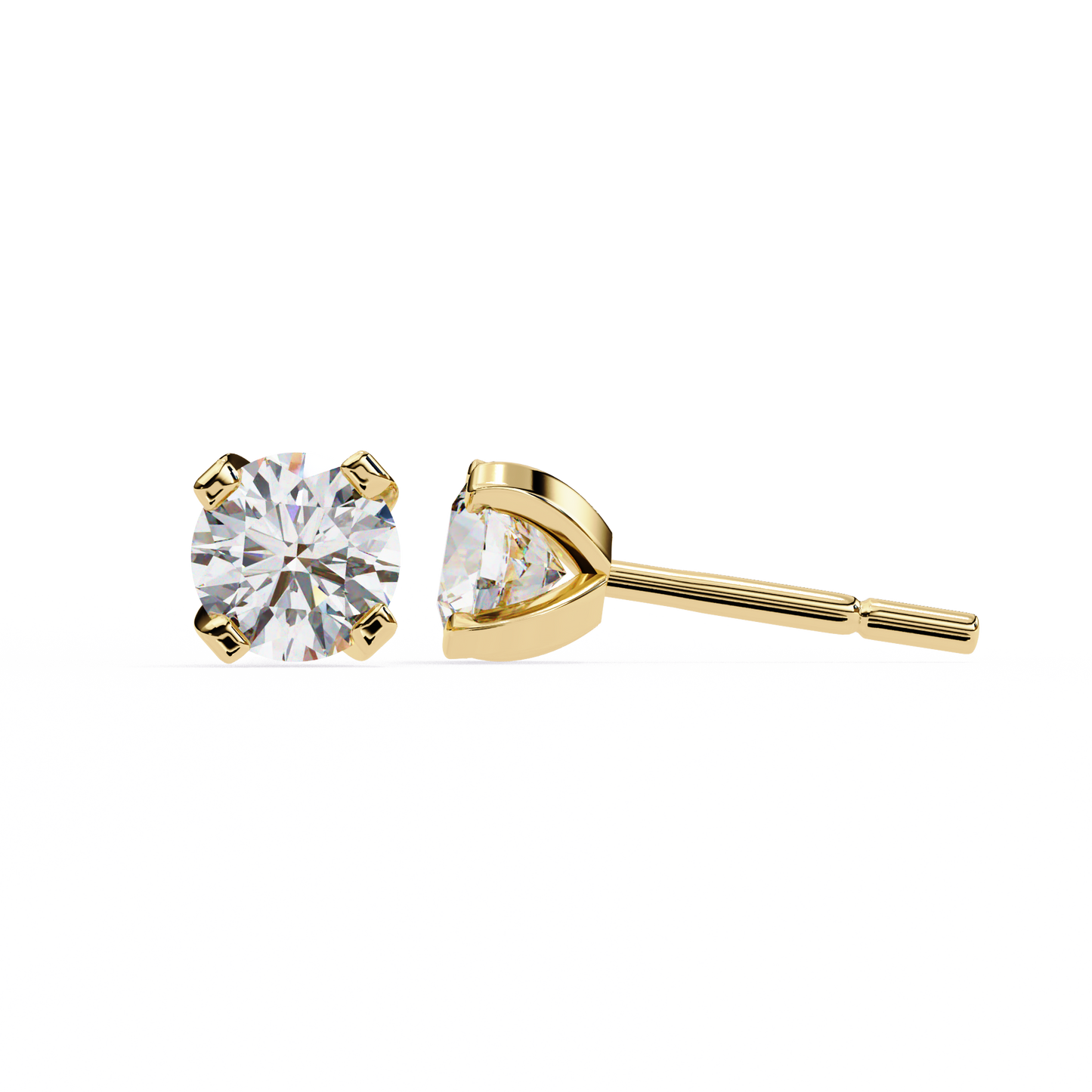 18K Yellow Gold Lab Grown Diamond Solitaire Stud Earrings 2.50 ctw DAE-135