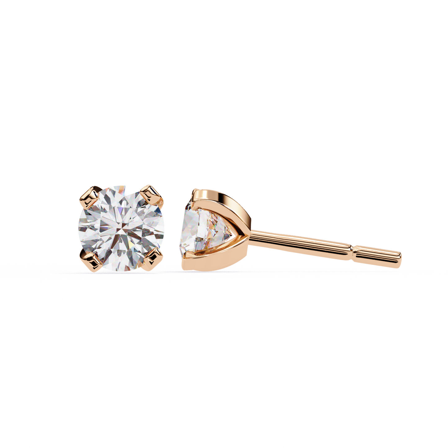 10K Rose Gold Lab Grown Diamond Solitaire Stud Earrings 2.50 ctw DAE-135