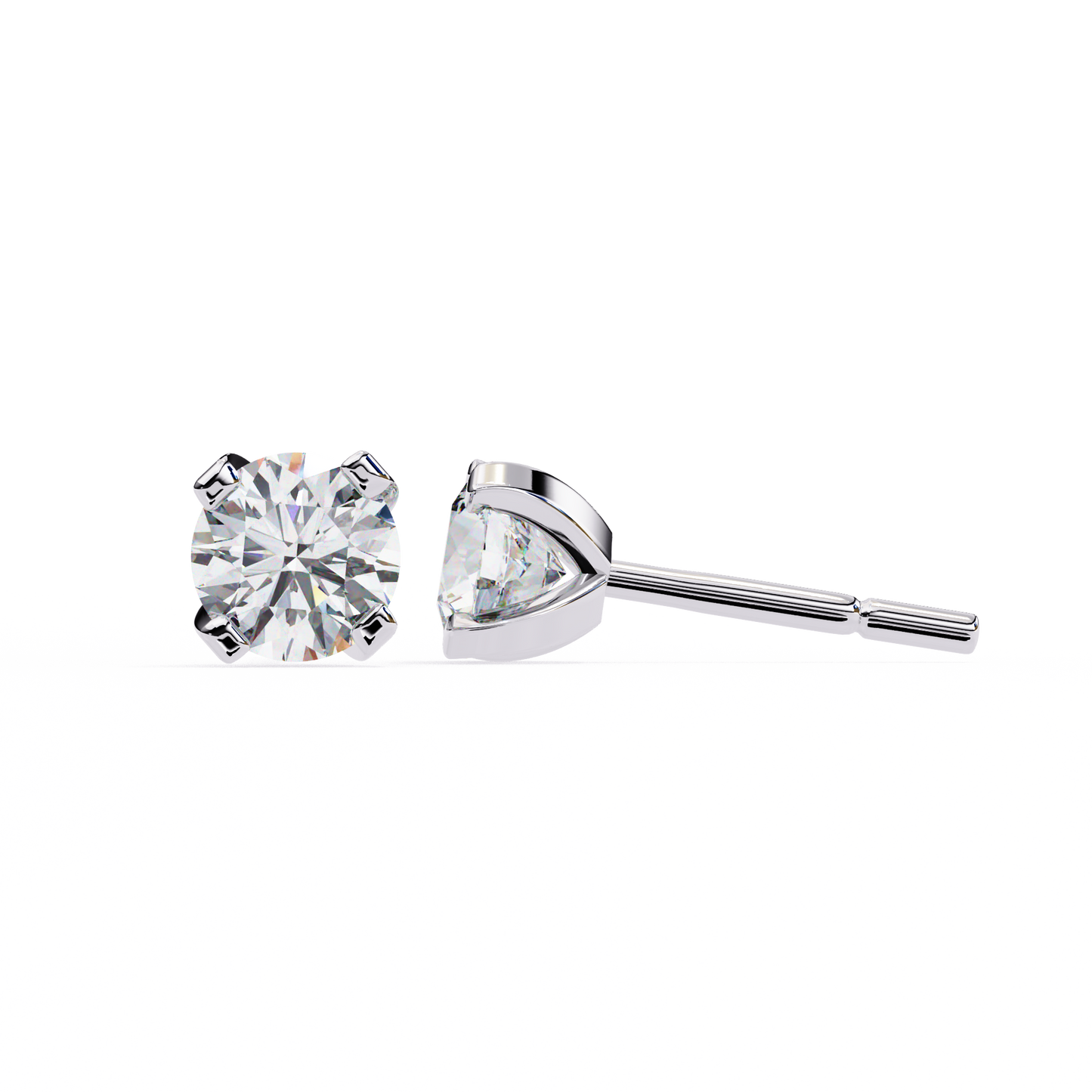 18K White Gold Lab Grown Diamond Solitaire Stud Earrings 2.50 ctw DAE-135