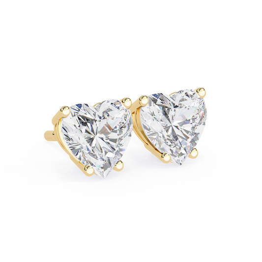 18K Yellow Gold Lab Grown Diamond Solitaire Stud Earrings 2.40 ctw DAE-136