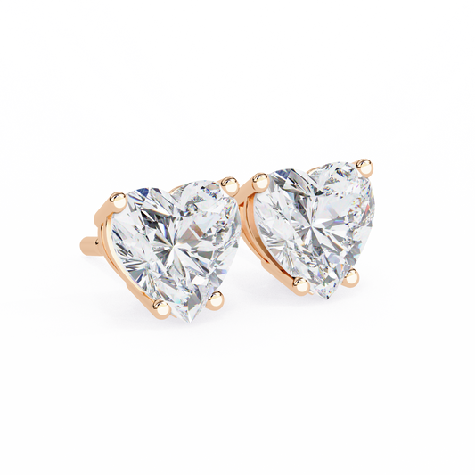 18K Rose Gold Lab Grown Diamond Solitaire Stud Earrings 2.40 ctw DAE-136