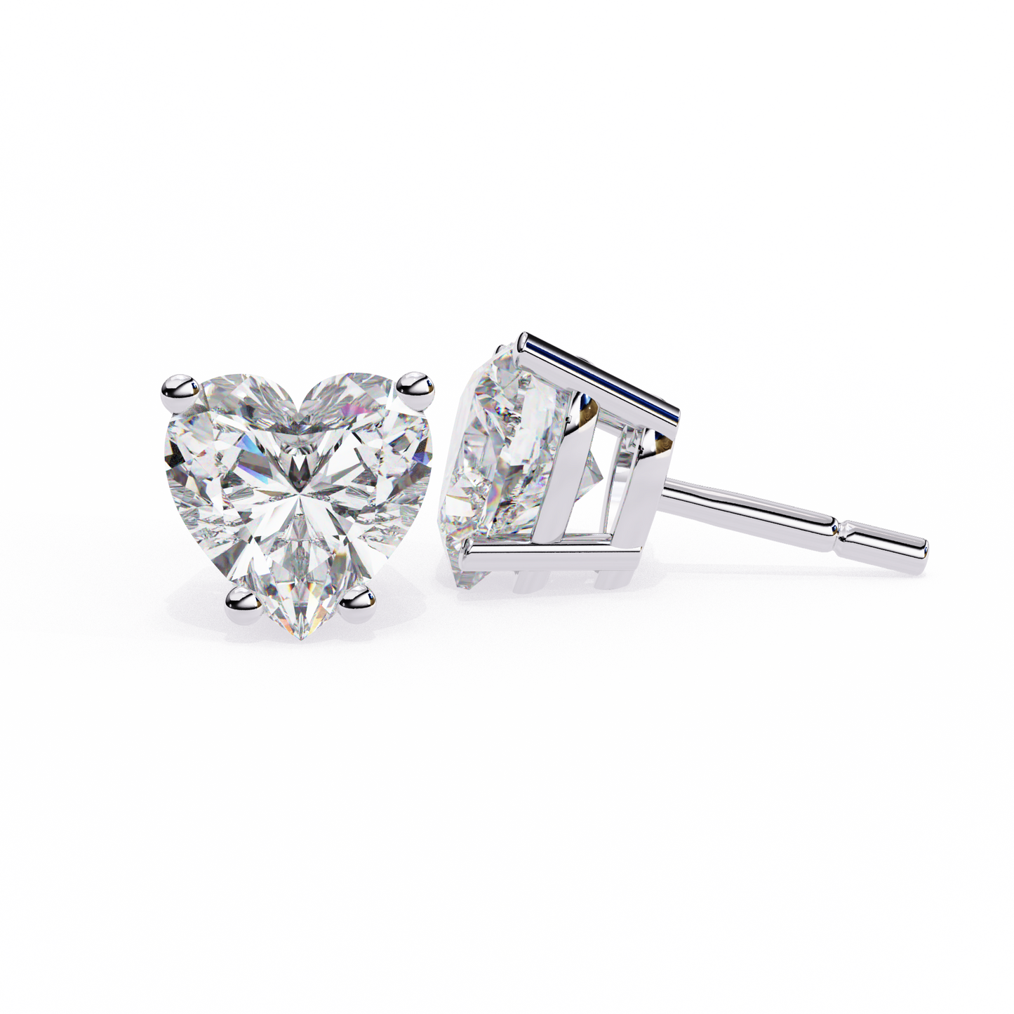 10K White Gold Lab Grown Diamond Solitaire Stud Earrings 2.40 ctw DAE-136