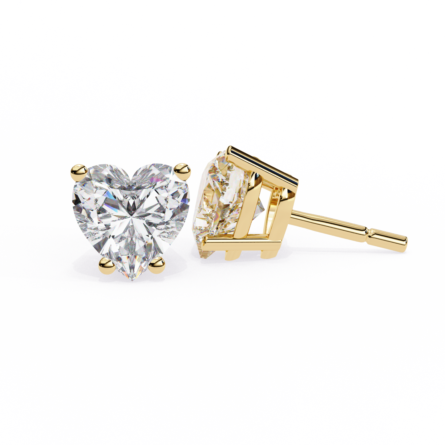 10K Yellow Gold Lab Grown Diamond Solitaire Stud Earrings 2.40 ctw DAE-136