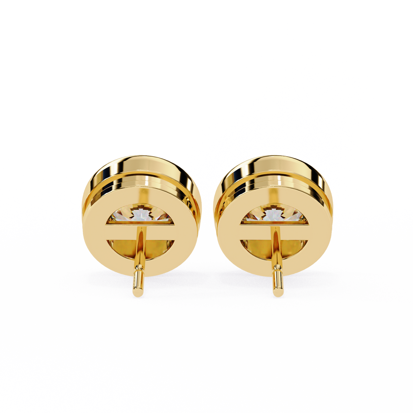18K Yellow Gold Lab Grown Diamond Solitaire Stud Earrings 2.50 ctw DAE-134