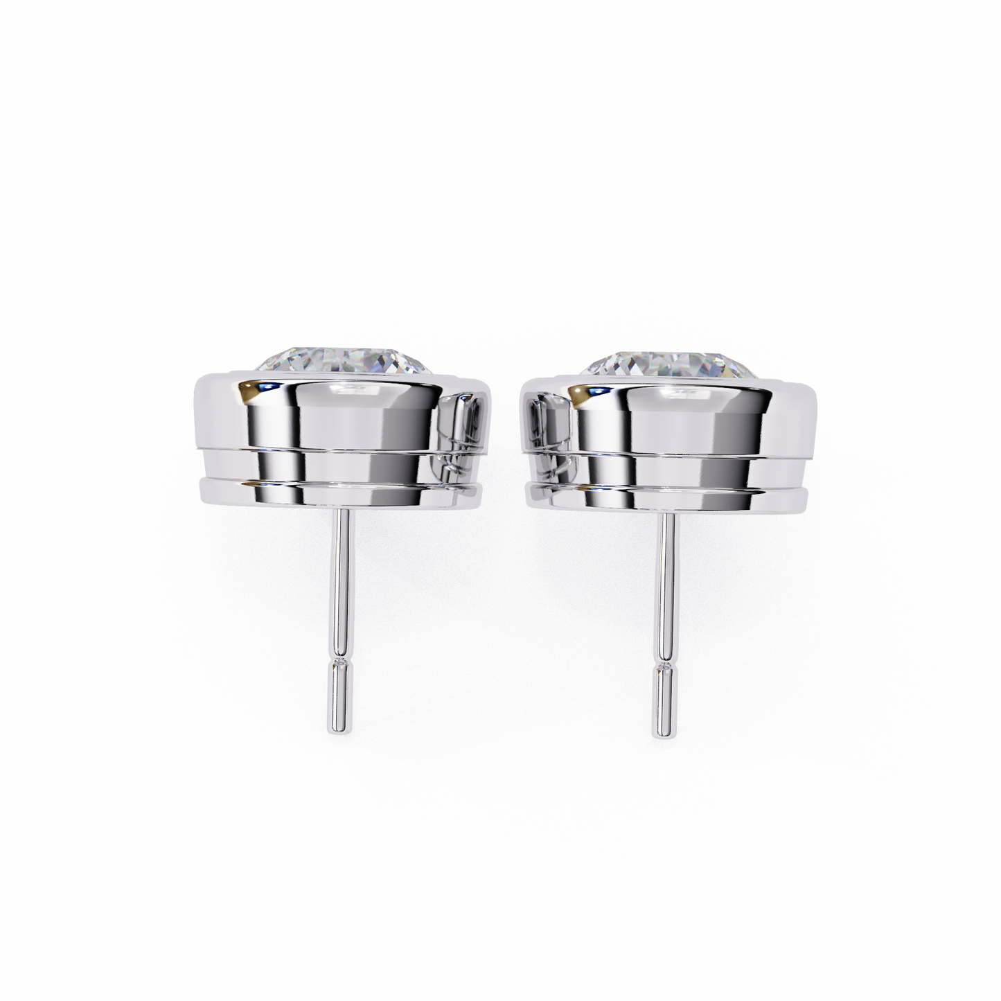 14K White Gold Lab Grown Diamond Solitaire Stud Earrings 2.50 ctw DAE-134