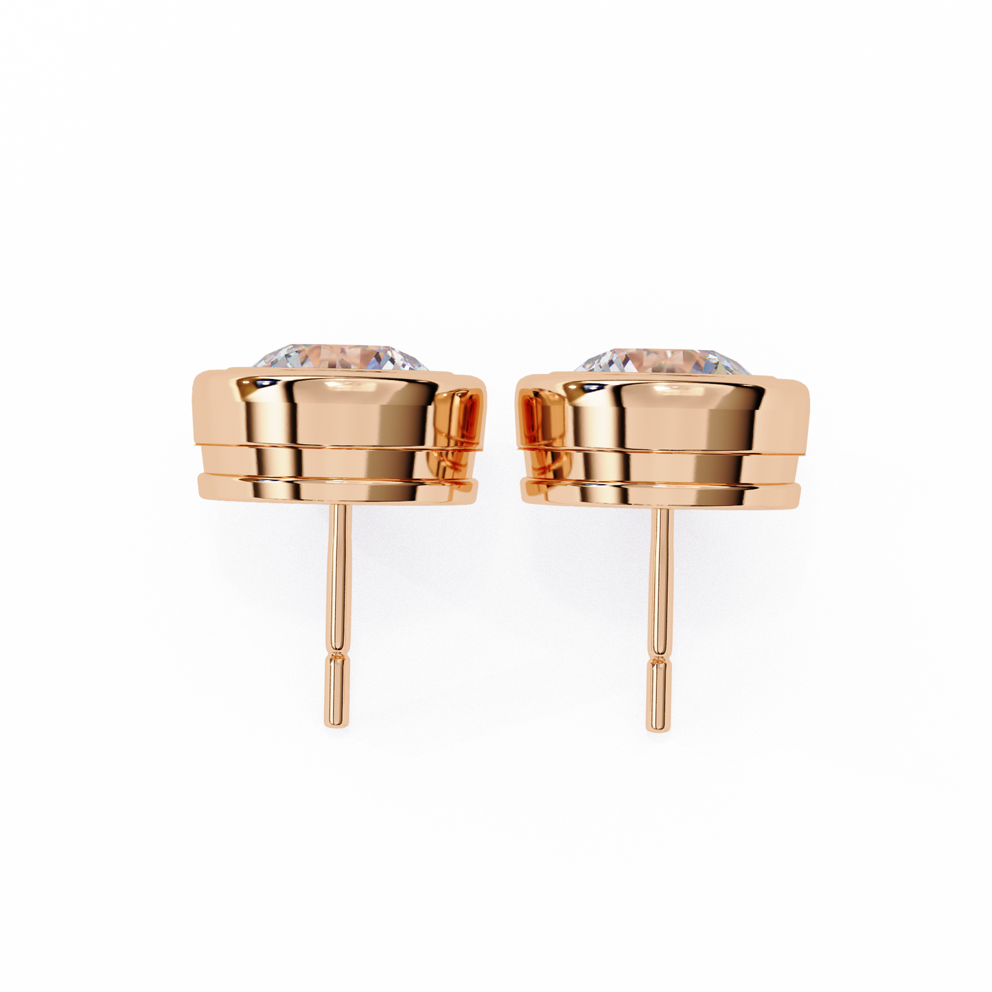 10K Rose Gold Lab Grown Diamond Solitaire Stud Earrings 2.50 ctw DAE-134