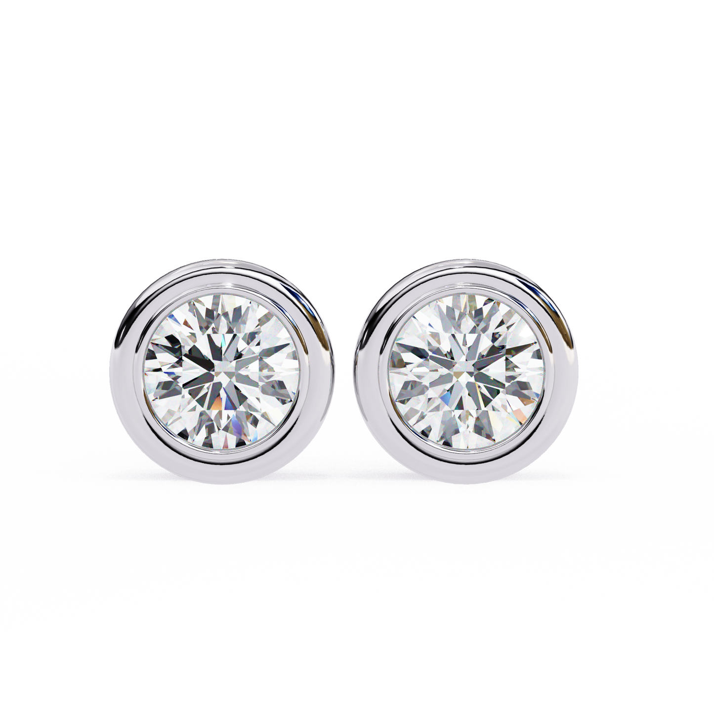 14K White Gold Lab Grown Diamond Solitaire Stud Earrings 2.50 ctw DAE-134