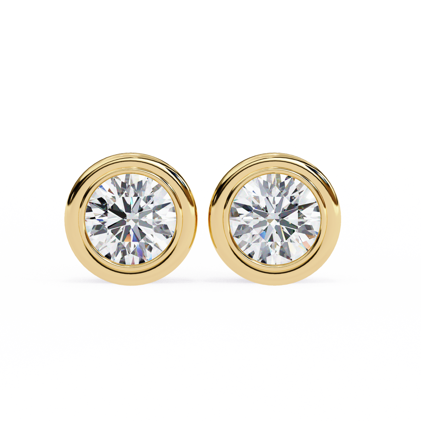 18K Yellow Gold Lab Grown Diamond Solitaire Stud Earrings 2.50 ctw DAE-134