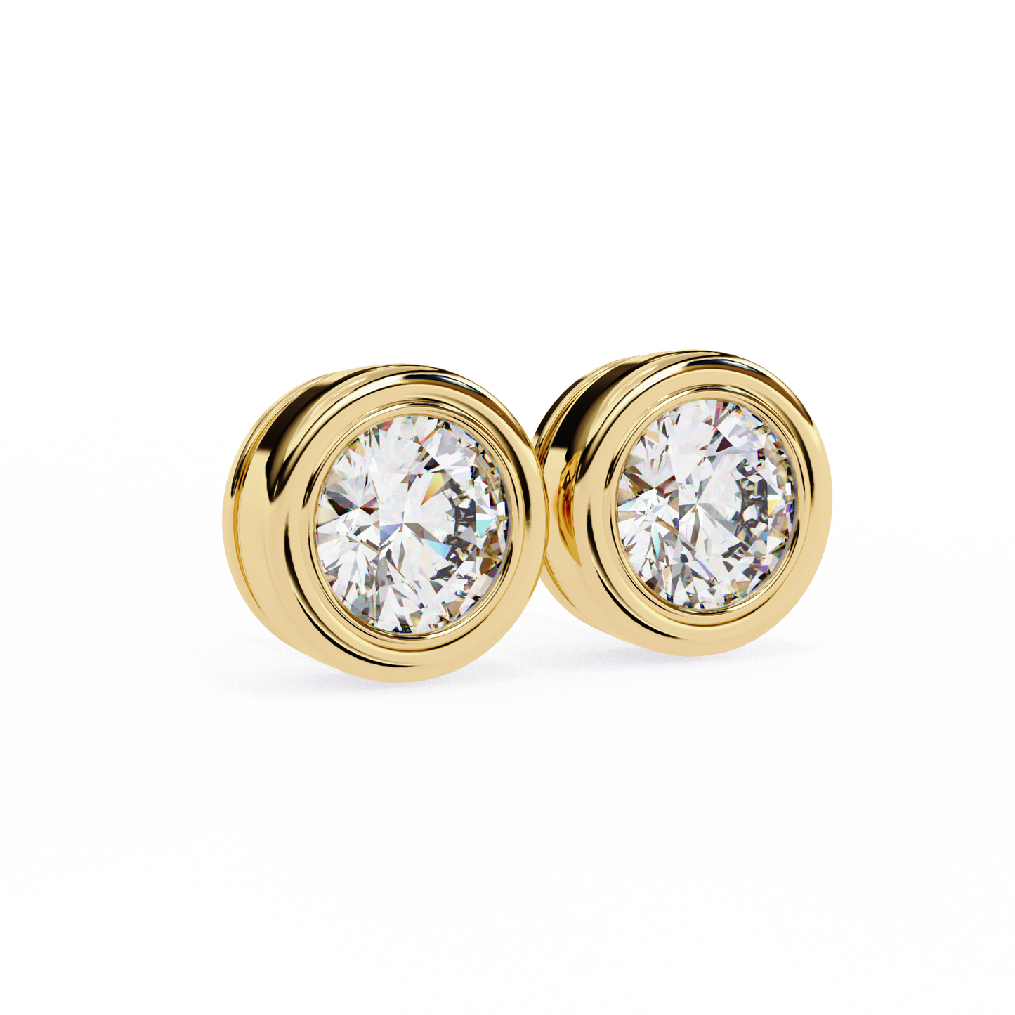 18K Yellow Gold Lab Grown Diamond Solitaire Stud Earrings 2.50 ctw DAE-134