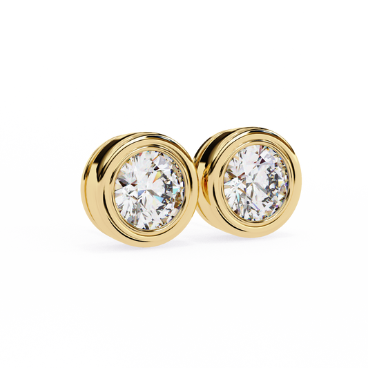 18K Yellow Gold Lab Grown Diamond Solitaire Stud Earrings 2.50 ctw DAE-134