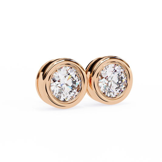 10K Rose Gold Lab Grown Diamond Solitaire Stud Earrings 2.50 ctw DAE-134