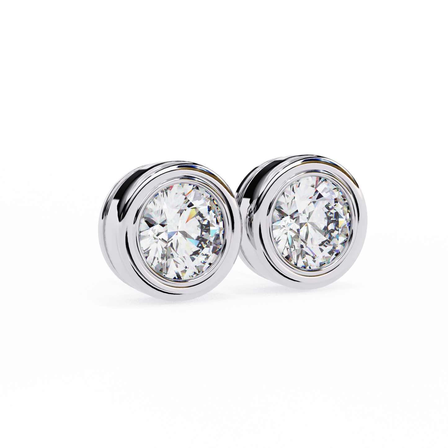 14K White Gold Lab Grown Diamond Solitaire Stud Earrings 2.50 ctw DAE-134
