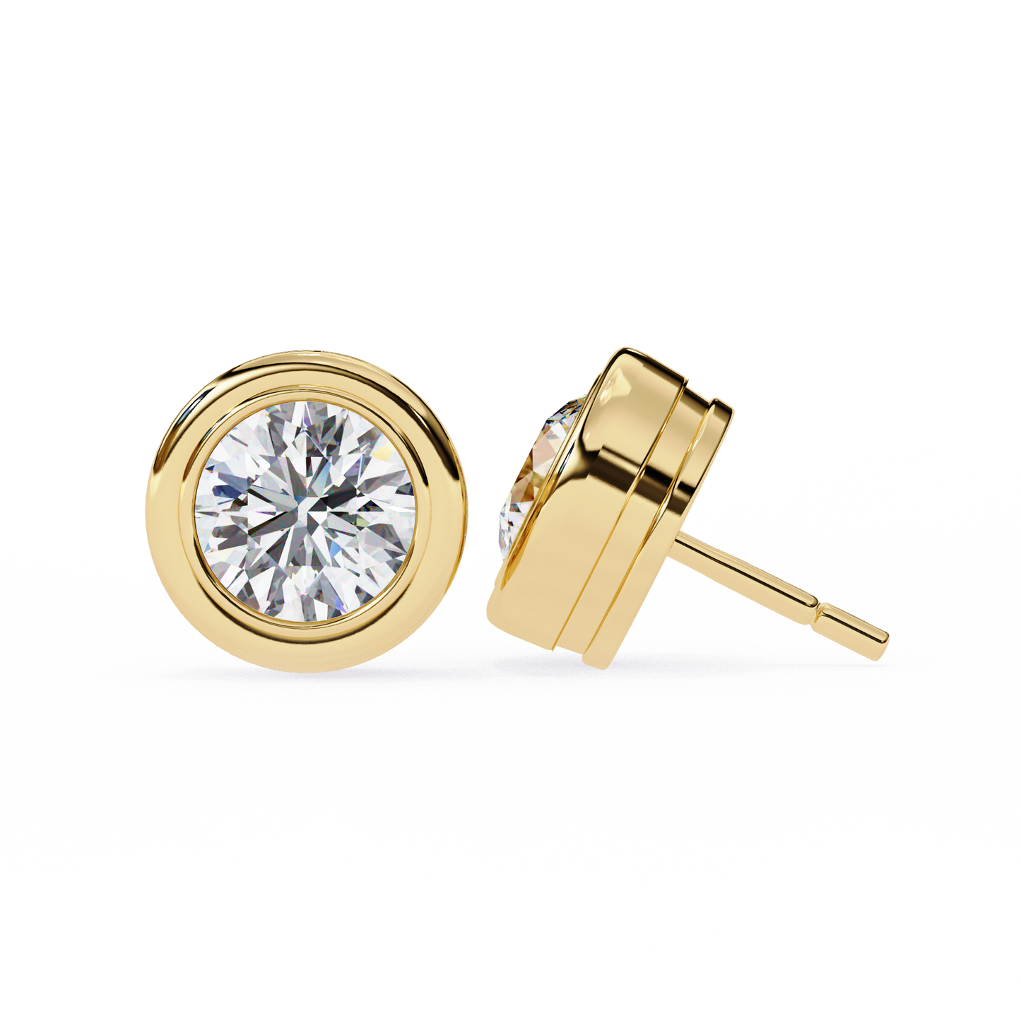 18K Yellow Gold Lab Grown Diamond Solitaire Stud Earrings 2.50 ctw DAE-134