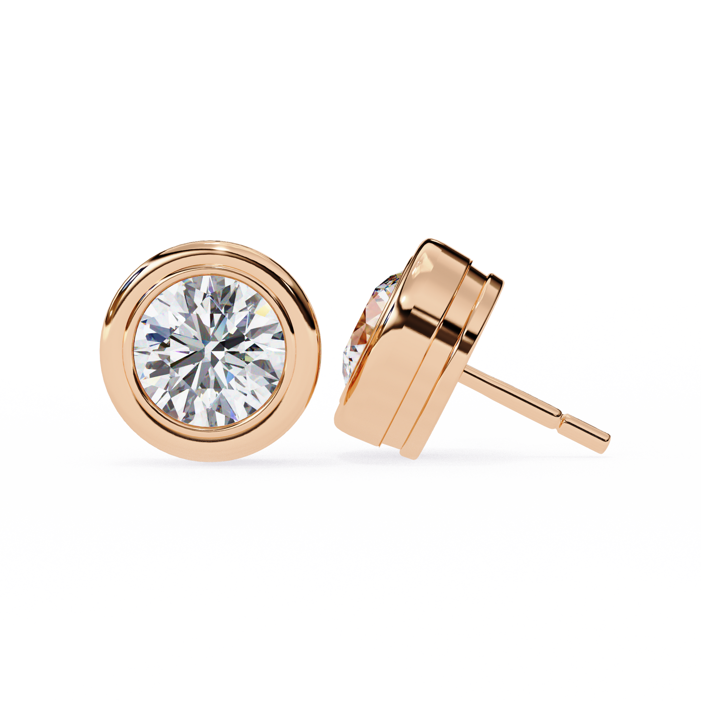 10K Rose Gold Lab Grown Diamond Solitaire Stud Earrings 2.50 ctw DAE-134