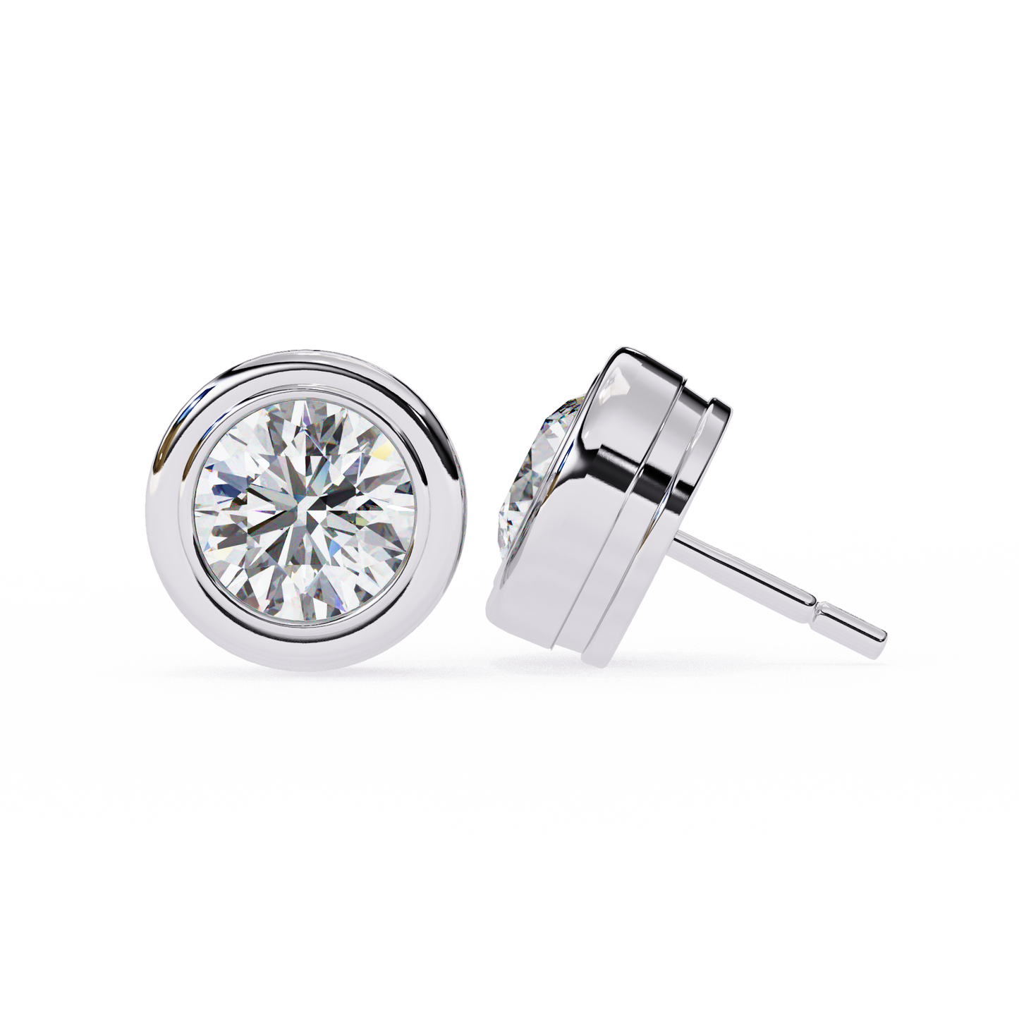 14K White Gold Lab Grown Diamond Solitaire Stud Earrings 2.50 ctw DAE-134