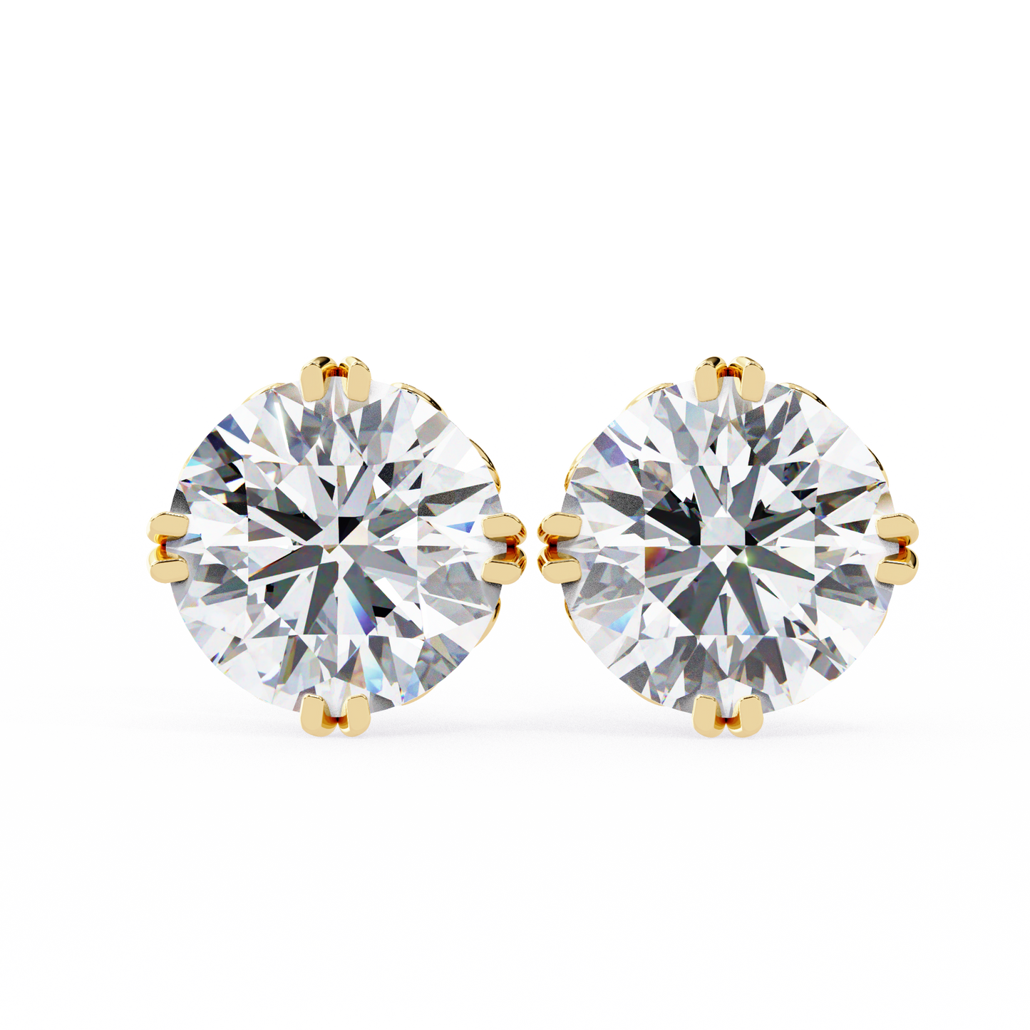 14K Yellow Gold Lab Grown Diamond Solitaire Stud Earrings 2.50 ctw DAE-133