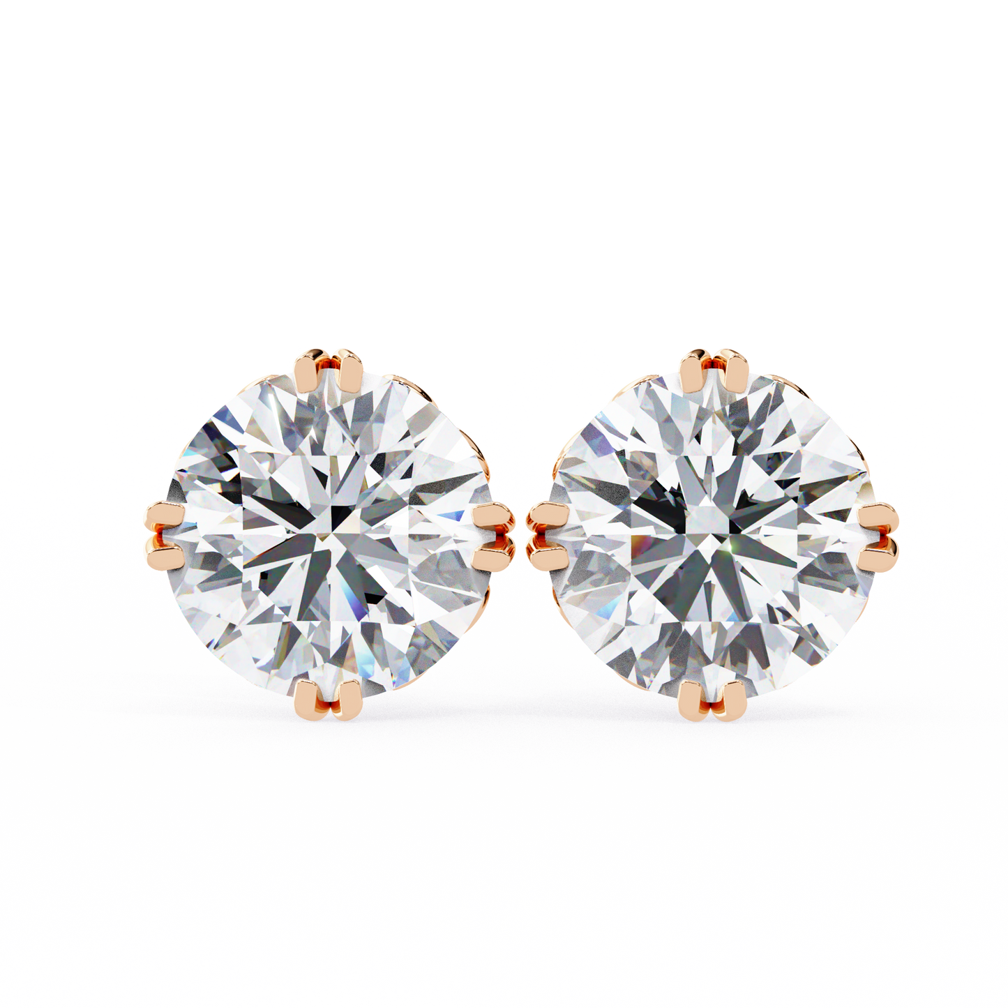 10K Rose Gold Lab Grown Diamond Solitaire Stud Earrings 2.50 ctw DAE-133