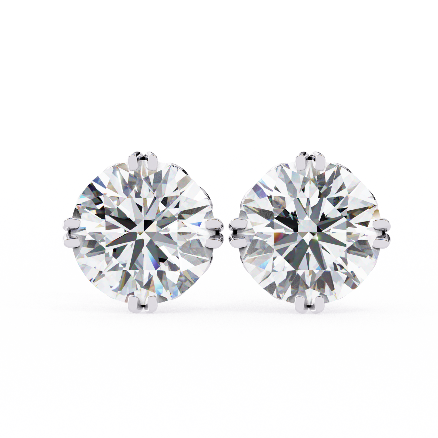 14K White Gold Lab Grown Diamond Solitaire Stud Earrings 2.50 ctw DAE-133