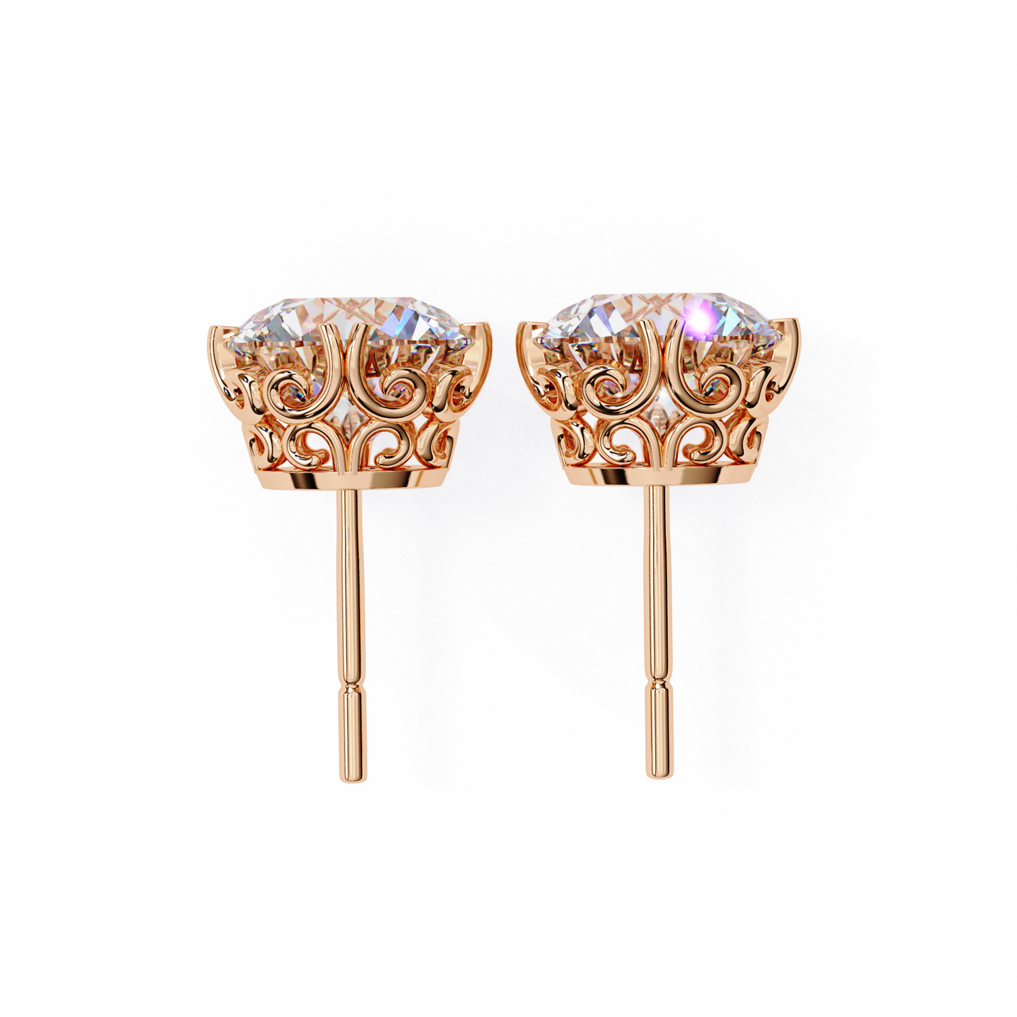 10K Rose Gold Lab Grown Diamond Solitaire Stud Earrings 2.50 ctw DAE-133