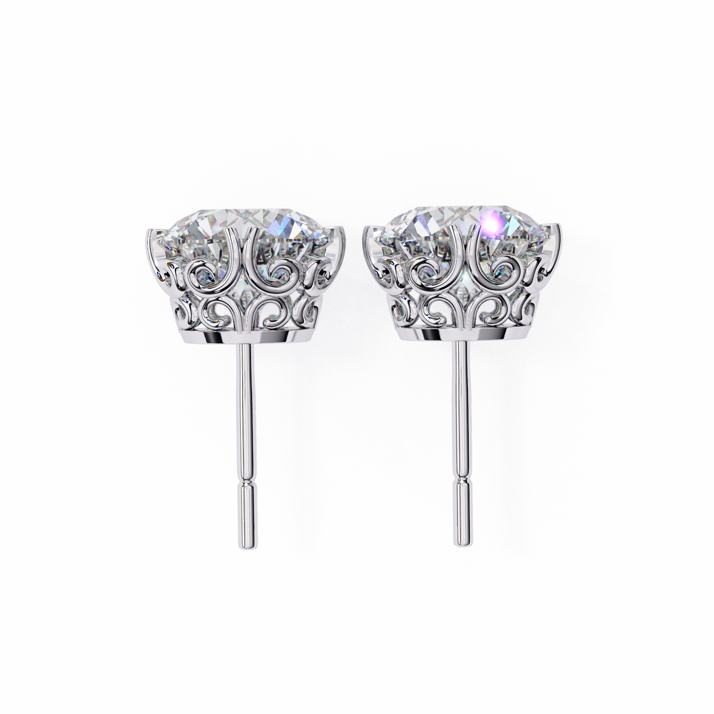 14K White Gold Lab Grown Diamond Solitaire Stud Earrings 2.50 ctw DAE-133