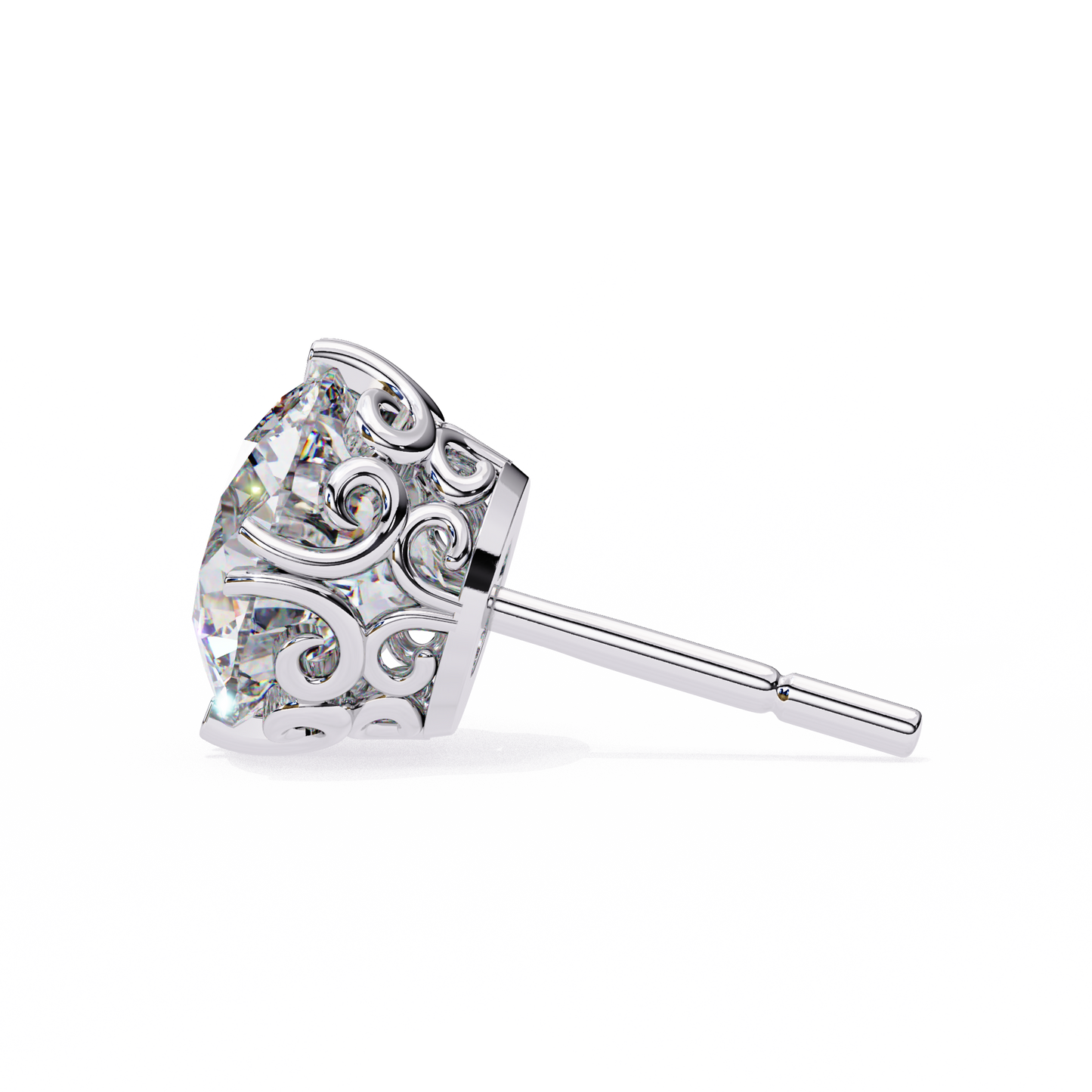 14K White Gold Lab Grown Diamond Solitaire Stud Earrings 2.50 ctw DAE-133