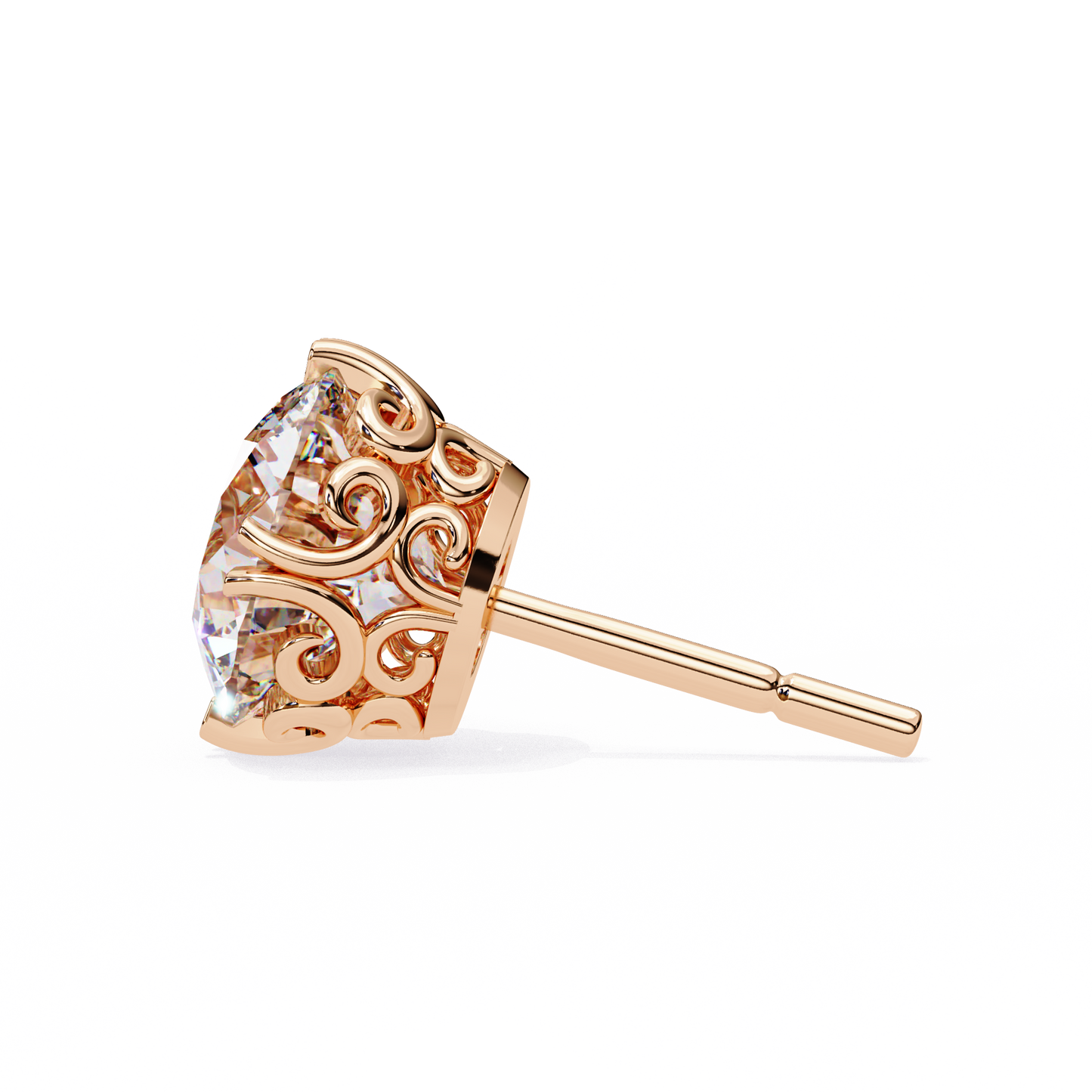 10K Rose Gold Lab Grown Diamond Solitaire Stud Earrings 2.50 ctw DAE-133