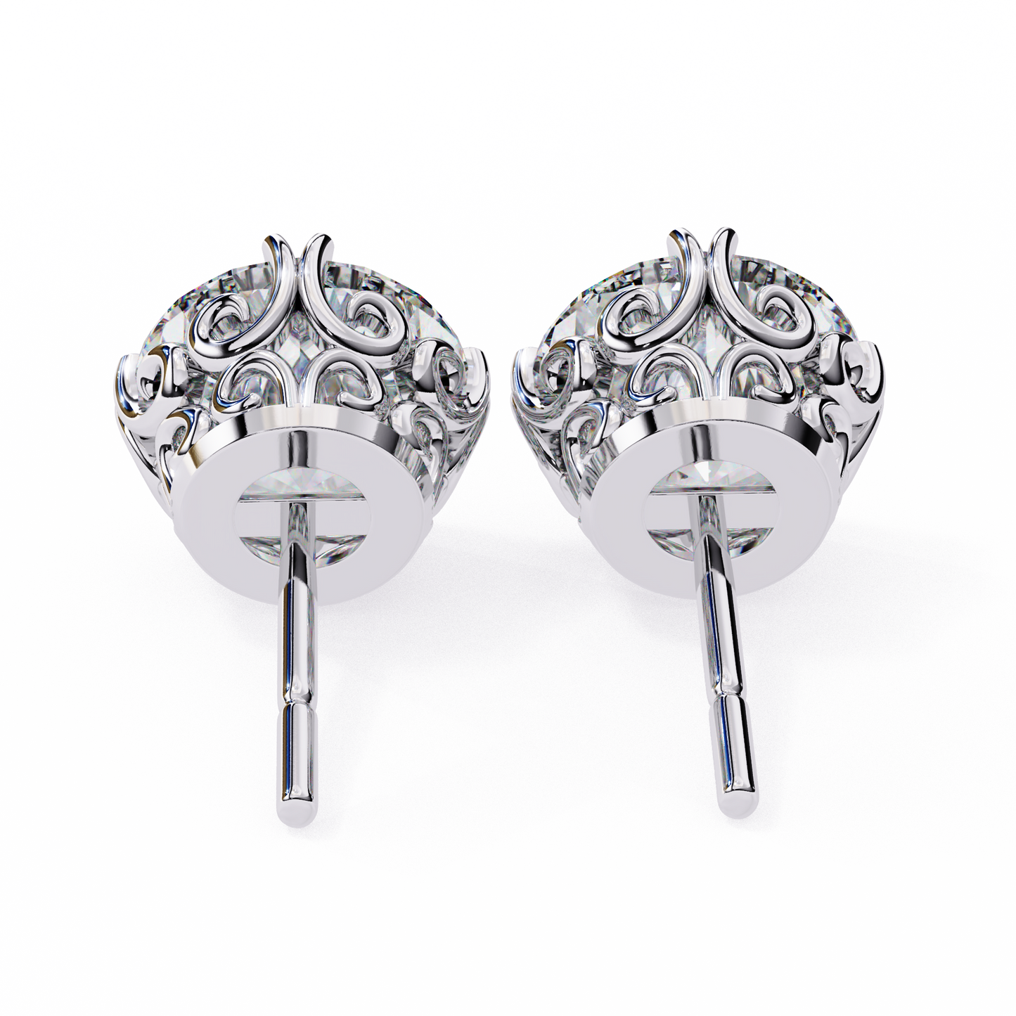 14K White Gold Lab Grown Diamond Solitaire Stud Earrings 2.50 ctw DAE-133