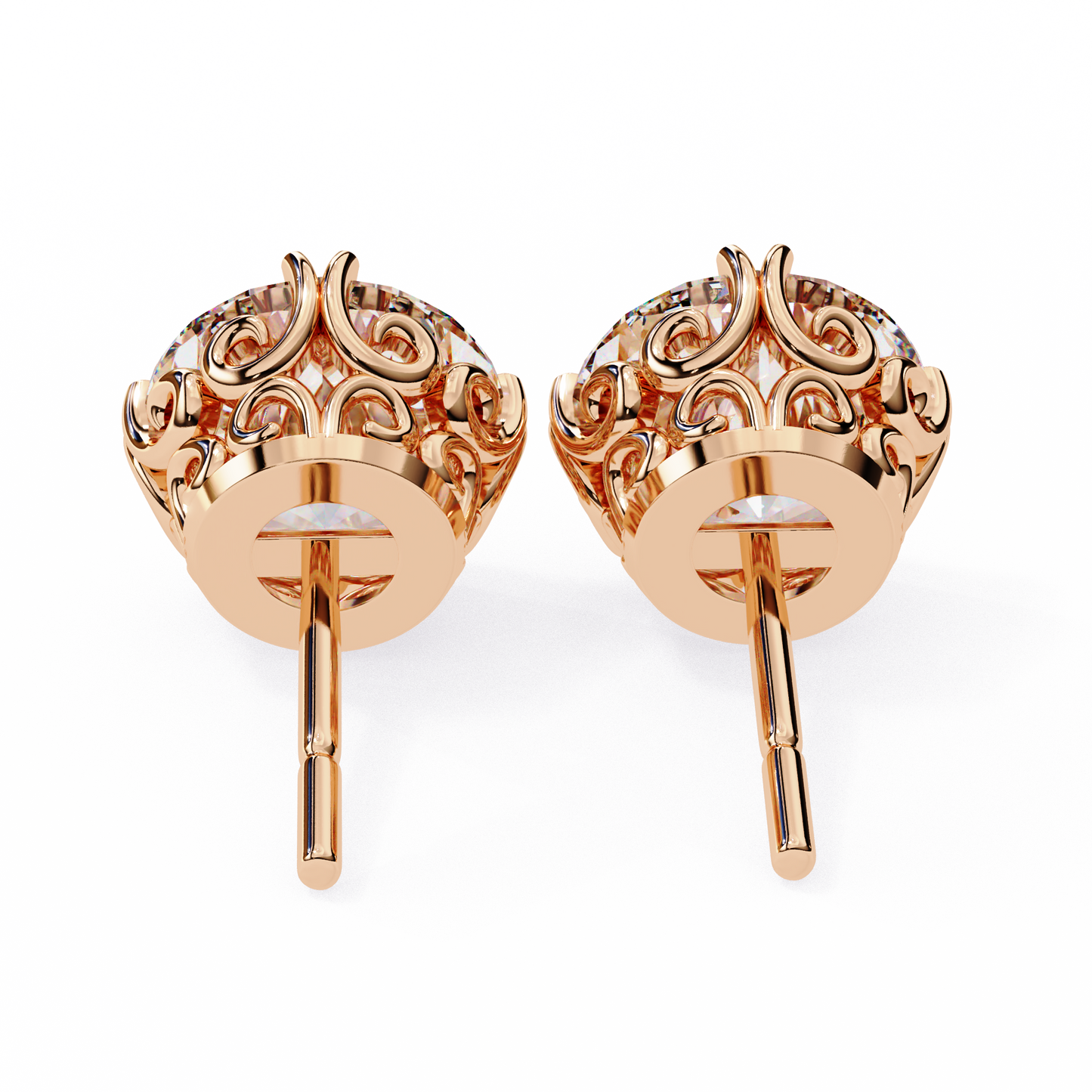 10K Rose Gold Lab Grown Diamond Solitaire Stud Earrings 2.50 ctw DAE-133