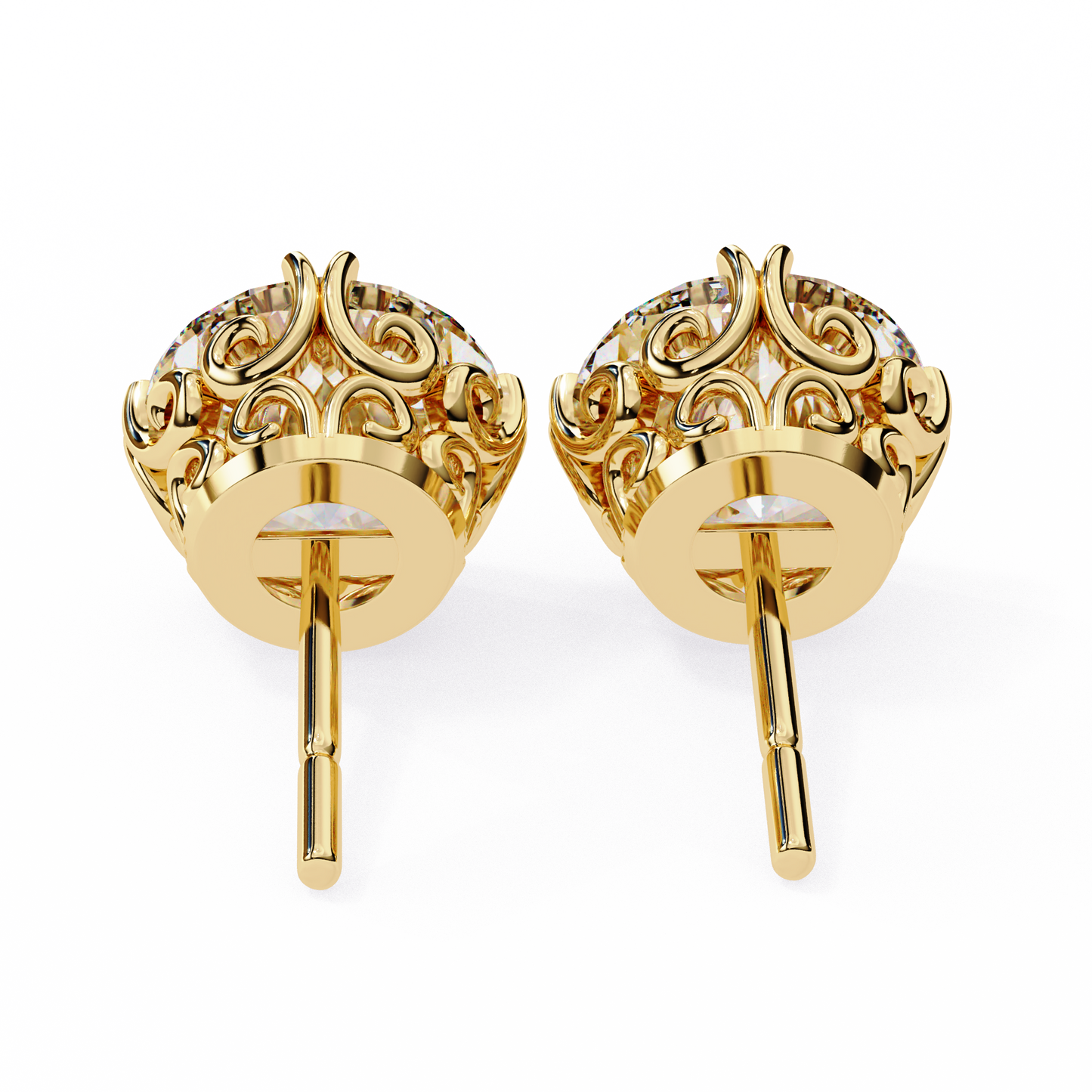 10K Yellow Gold Lab Grown Diamond Solitaire Stud Earrings 2.50 ctw DAE-133