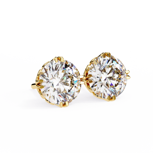18K Yellow Gold Lab Grown Diamond Solitaire Stud Earrings 2.50 ctw DAE-133