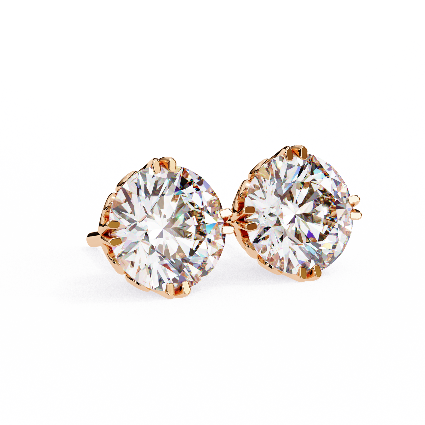 10K Rose Gold Lab Grown Diamond Solitaire Stud Earrings 2.50 ctw DAE-133