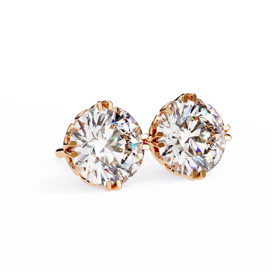 10K Rose Gold Lab Grown Diamond Solitaire Stud Earrings 2.50 ctw DAE-133