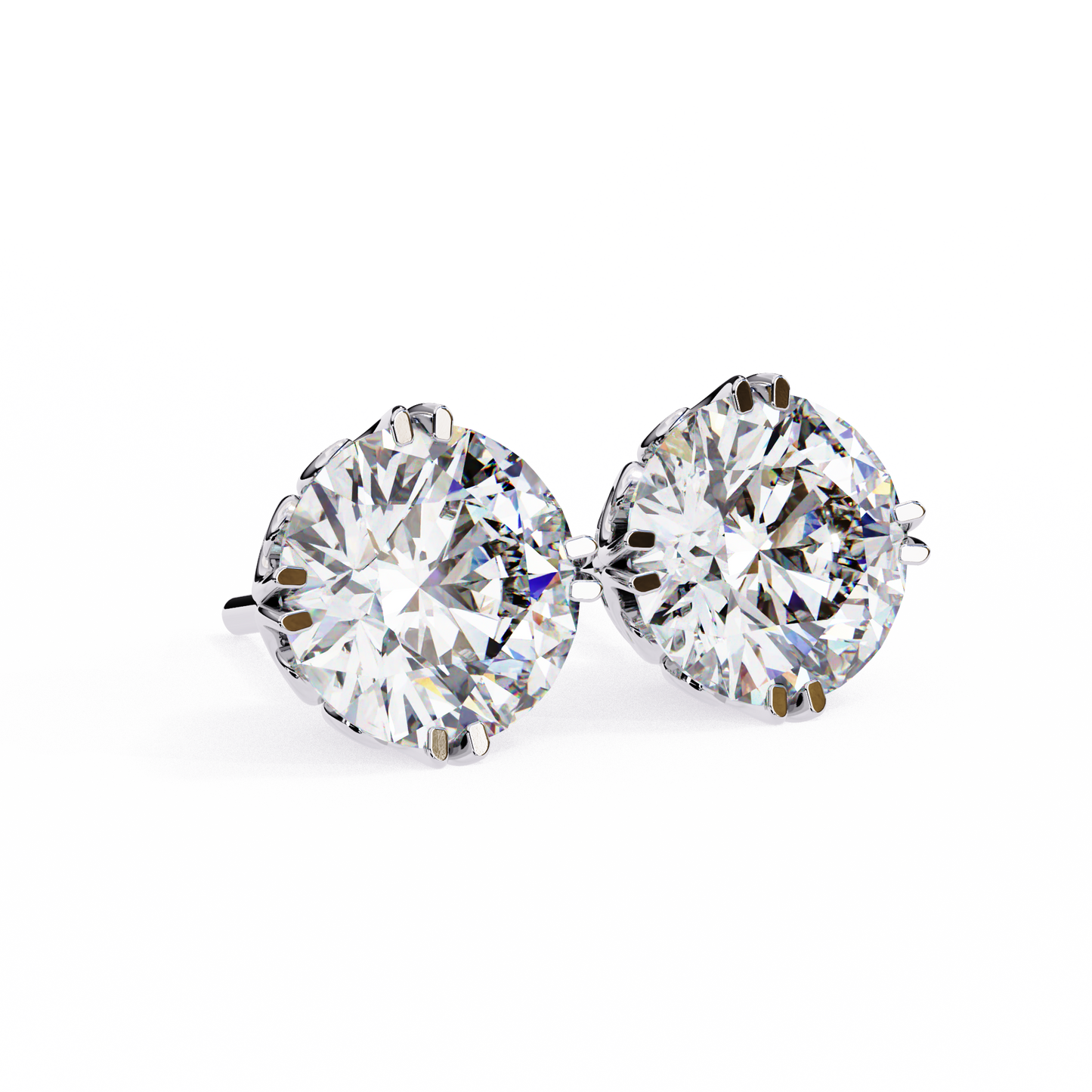 14K White Gold Lab Grown Diamond Solitaire Stud Earrings 2.50 ctw DAE-133