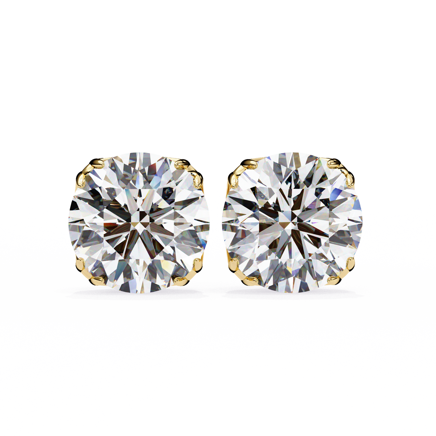 14K Yellow Gold Lab Grown Diamond Solitaire Stud Earrings 2.50 ctw DAE-131