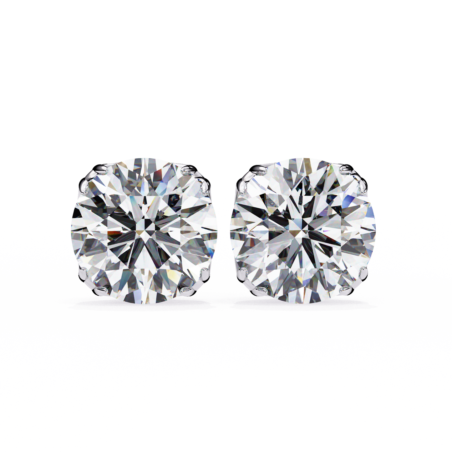 18K White Gold Lab Grown Diamond Solitaire Stud Earrings 2.50 ctw DAE-131