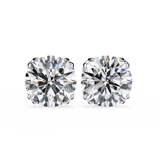 18K White Gold Lab Grown Diamond Solitaire Stud Earrings 2.50 ctw DAE-131