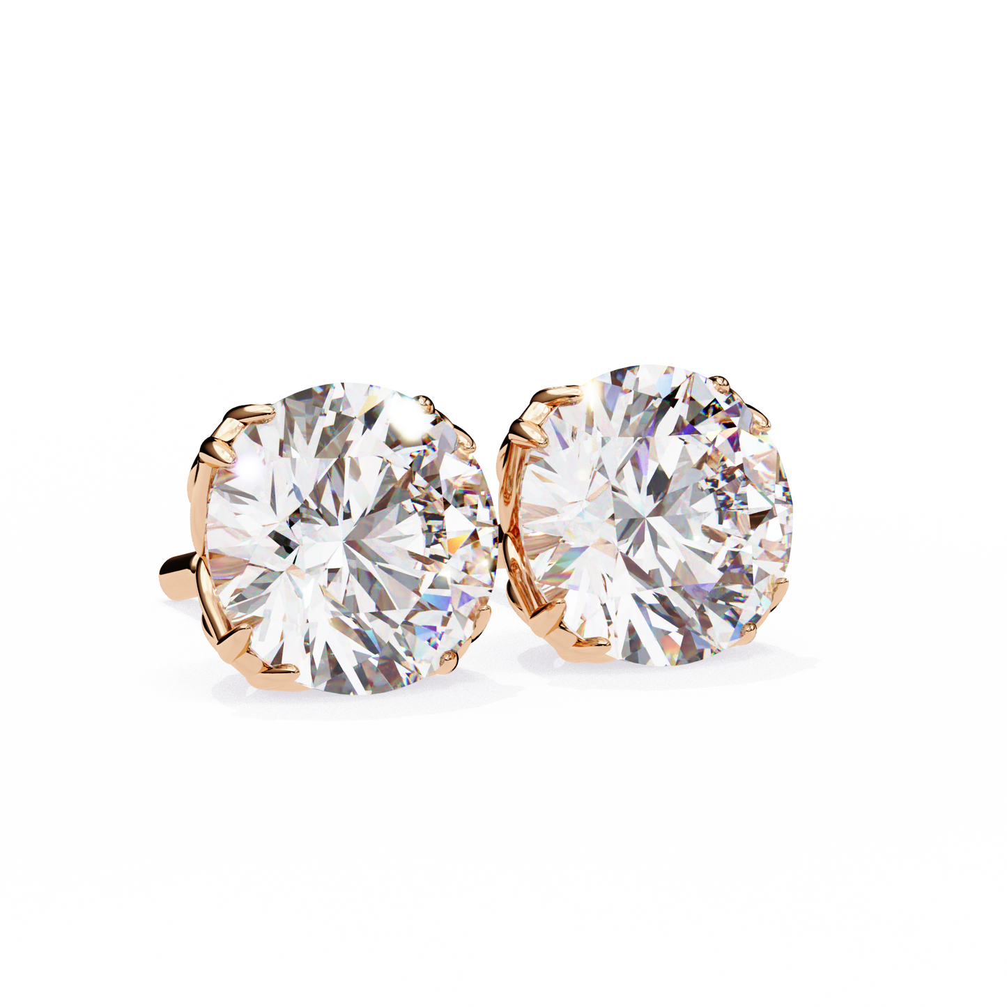 10K Rose Gold Lab Grown Diamond Solitaire Stud Earrings 2.50 ctw DAE-131