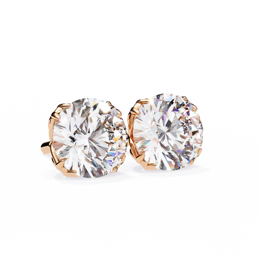 10K Rose Gold Lab Grown Diamond Solitaire Stud Earrings 2.50 ctw DAE-131