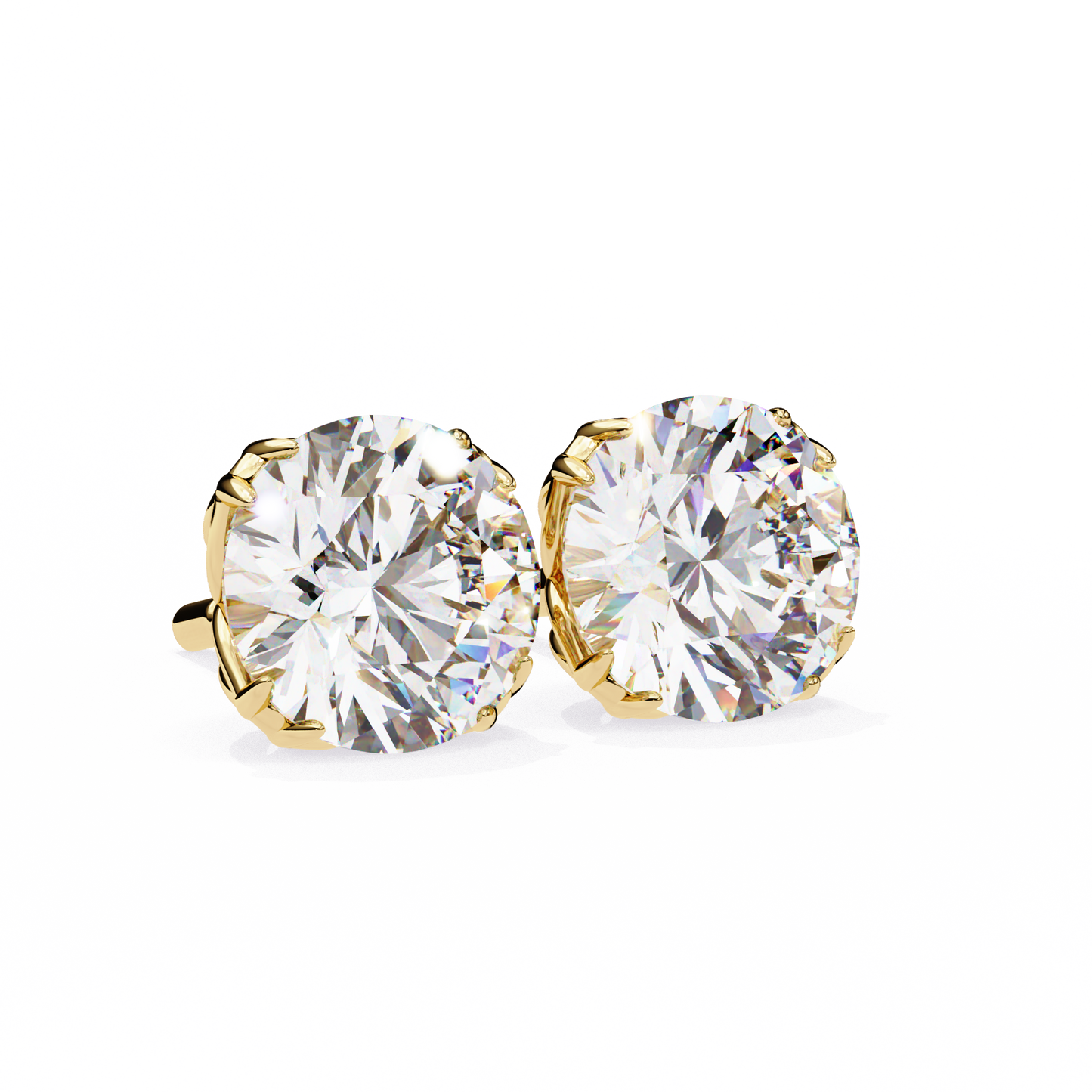 14K Yellow Gold Lab Grown Diamond Solitaire Stud Earrings 2.50 ctw DAE-131