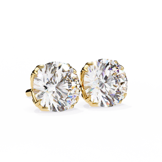 18K Yellow Gold Lab Grown Diamond Solitaire Stud Earrings 2.50 ctw DAE-131